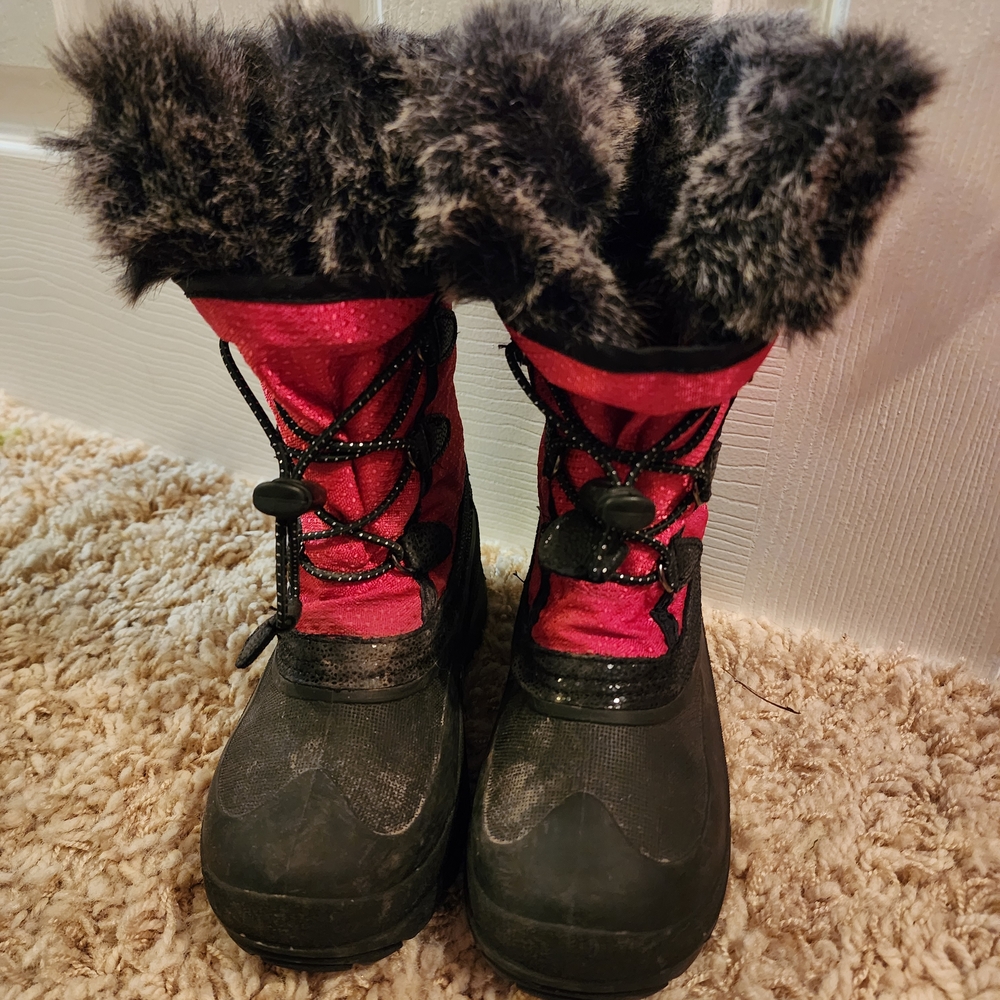 Girls Kamik Pink and Black Fur-Lined Winter Boots